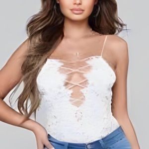 Fashion Nova Tell Me More white lace bodysuit